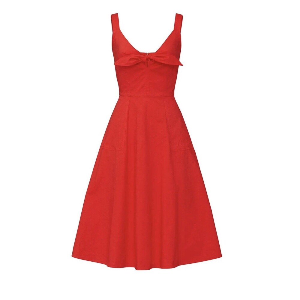 COLOR ME COURTNEY Red Coco Poplin‎ Flirty Dress with Pockets Women's SIZE 4